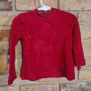 Girls 2 Piece Red Ribbed Velour Outfit